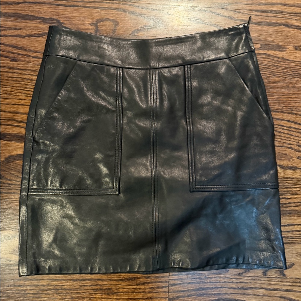 J Brand Black Lamb Leather Mini Skirt